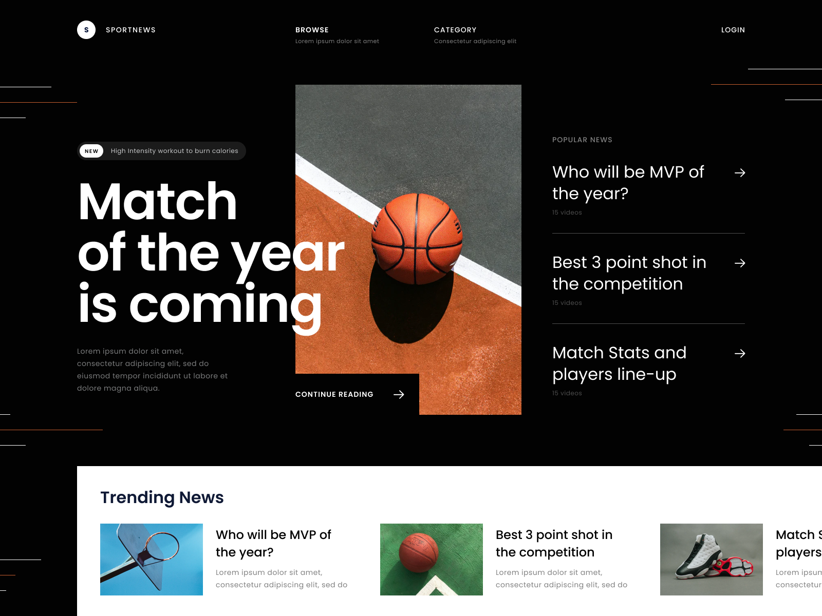 Exploration Sport News Hero Section By Dwinawan For Paperpillar On Dribbble