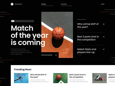 #Exploration - Sport News Hero Section article basketball blog bold clean design hero homepage landing page news section typography ui ux website whitespace