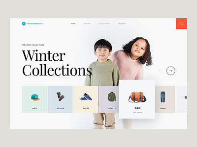 #Exploration - Fashion Website apparel card clean clothes collections design desktop fashion hero section homepage kids landing page minimalist outfit pastel colors typography ui ux website whitespace