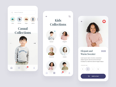 #Exploration - Fashion Mobile App android app apparel brand circle clean clothing collections design fashion ios kids minimalist mobile outfit style typography ui ux