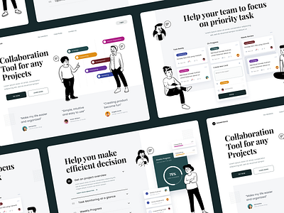 #Exploration - Landing Page for Task Management Tool bold branding card clean design desktop homepage illustrations landing page minimalist typography ui ux web website whitespace