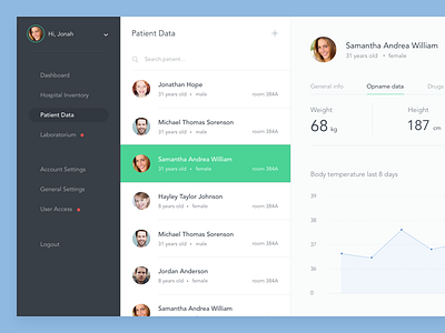 #Exploration | Dashboard - Light and Dark app clean dashboard data desktop hospital list medical menu patient sidebar web