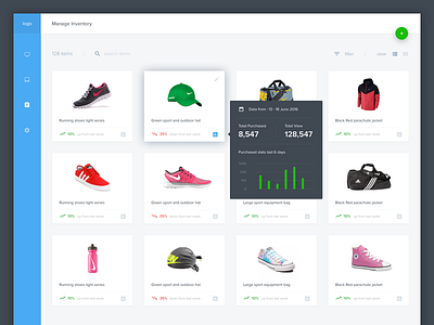 #Exploration | Dashboard Inventory cart chart commerce dashboard desktop menu shop sidebar sport stats thumbnail web
