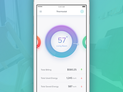 #Exploration | Thermostat Dashboard Mobile App android app chart dashboard graph ios iphone mobile pie stats temperature thermostat