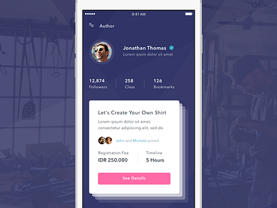 #Exploration | Author Screen app card education geometric ios profile user workshop