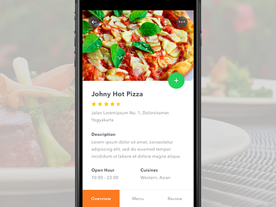 #Exploration | Detail Restaurant app burger card detail food ios photo pizza place restaurant slide