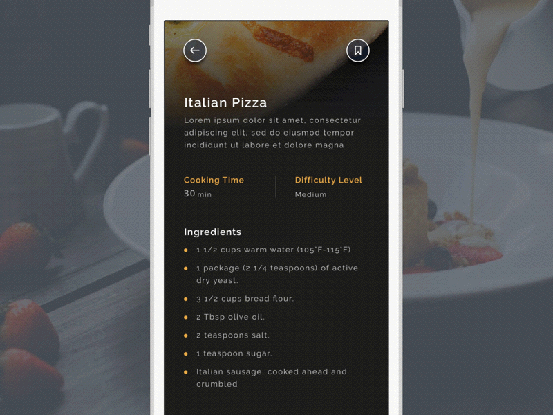 #Exploration | Open Detail Recipe app burger detail food gif interaction ios photo pizza restaurant slide