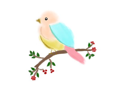 Birds aquarel bird clean color colorful design flower fruit illustration nature pastel color soft ui vector