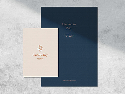 Camelia Logo Kit branding contemporary design feminine logo flat lay graphic design logo logo design luxury minimal mock up natural light photography scene creator spa stationery mockup