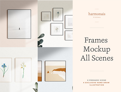 Frames Mockup All Scenes branding contemporary frame graphic design illustration mock up mockup natural light photography scene creator