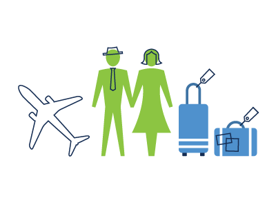 Airline Illustrations airplane jetset luggage travelers