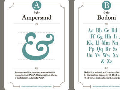 A Is For Ampersand Cards alphabet ampersand bodoni cards