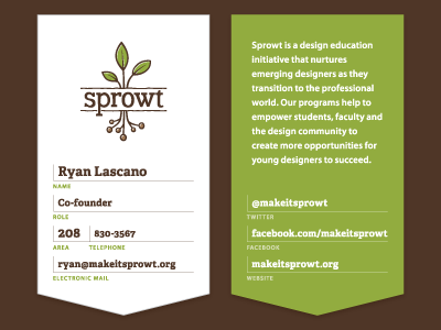 Sprowt Business Cards adelle brown business cards green leaves plant
