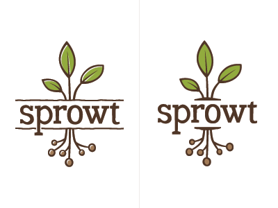 Sprowt Logo Refinements brown green identity leaves logo plant roots sprout sprowt