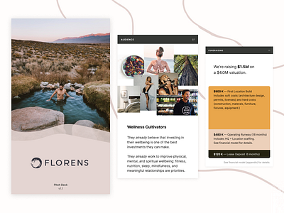 Florens - Pitch Deck brand florens inter mobile pitchdeck soak spa