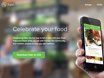Kale - Celebrate your food food ios kale landing page open sans proxima nova