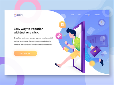 Vacation header page exploration ageny branding business design flat header hero illustration landign page lettering marketing noansa peoples section ui ux vacation vector web website