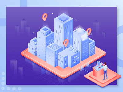 Isometric Illustration Build Real Estate 2d 3d build building business clean design estate flat gradient hero illustration isometric marketing noansa peoples real section vacation vector