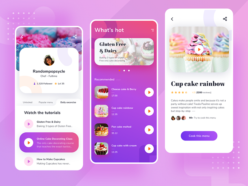 Pastry Apps - Your Cooking Inspiration by Noansa on Dribbble