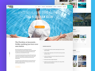 Floridian Club Web Page Redesign clean club home page landing page templete travel ux web