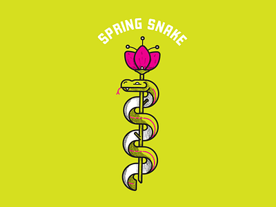 Spring Snake apparel band fake band friday flower green illustration line merch mono scale shirt snake spring texture thick lines thorn true grit vector
