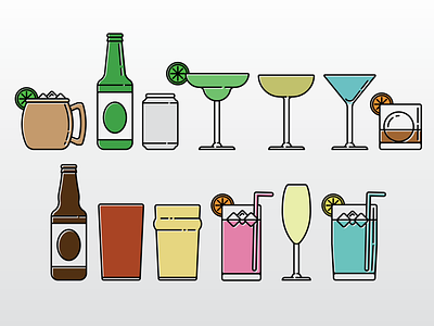 Boozin' Icons alcohol beer booze bottle can champagne cocktail cocktails drinks icon icons lime margarita martini mule old fashion pint rum vodka whiskey