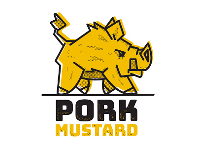 Pork Mustard animal band bbq boar branding fake band friday hog illustration logo music mustard pig rock tusk yellow