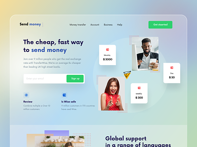 Fintech landing page: homepage fin tech finance fitness glasses header homepage homepage design landing page mimimal payment payment website popular design product design productdesign trendy design uidesign userinterface visual design web design website design