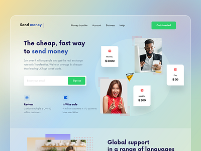 Fintech landing page: homepage