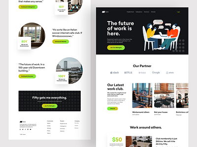 Co-Working Space Landing Page Website Design Exploration. co working co working space coworking coworking landing page creative design illustration landing page minimal office space product design ui ux website website design work spaces