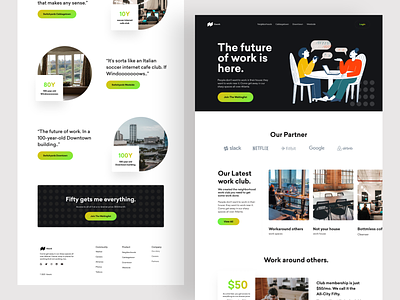 Co-Working Space Landing Page Website Design Exploration.