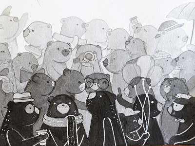 Little bears animals children childrens illustration handmade illustration illustration art ink