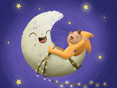 LittleBoy&Moon children childrens illustration digitalart illustration illustration art illustrator