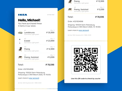 Daily UI #017 app dailyui email email receipt furniture ikea receipt shop shopping uiux web