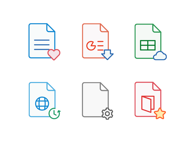 Documents filled outline 144 icons