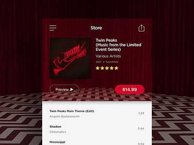 Daily UI #012 app dailyui music store twin peaks ui uiux