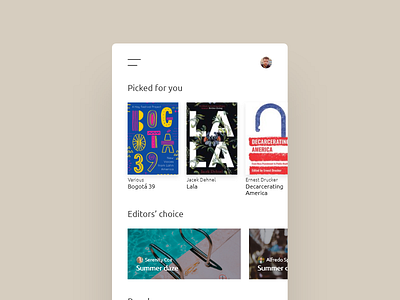 Daily UI #091 app book curated curated for you dailyui picked ui uiux