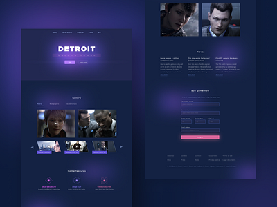 Detroit: Become Human website concept designs figma game game concept graphic design icon landing design landingpage uidesign uxdesign web