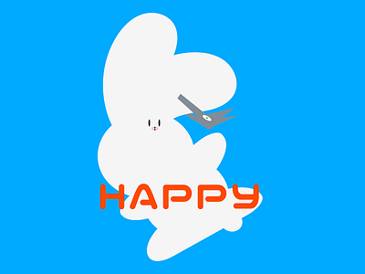 happy graphic design illustration rabbit
