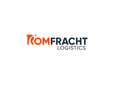 Romfracht Logistics Logo cargo gray icon illustration logistics logistics logo logodesign orange plane transport