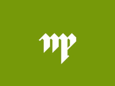 MP lettermark calligraphy construction design gothic green letter lettermark logo m mark p white