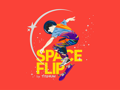 Space Flip T-Shirt Artwork artwork astro cosmic cosmos flip moon skate skateboard space stars startup t shirt t shirt illustration tshirt