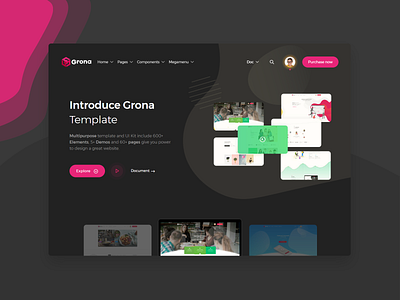 Grona template. Dark mode! animated bootstrap bootstrap 4 bootstrap template creative dark dark mode dark template dark theme dark theme ui dark ui design illustration landing landing page product design template theme ui website