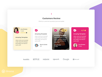 Customers Reviews comment comment box creative customer customer review design grona grona template logo carousel product design review review box template template design ui user review
