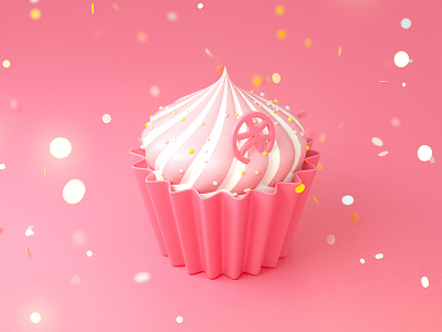 Hello Dribbble! 3d 3d art 3d ilustration c4d cake cinema4d design hello dribbble illustration pink web