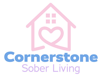 Sober Living home logo heart home house nonprofit pastel pastel colors pink pink logo women