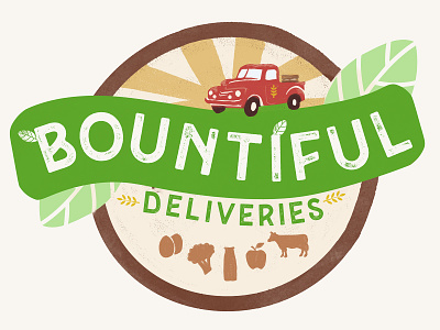 Bountiful Logo csa farm friendly illustrated logo logo truck vegetable