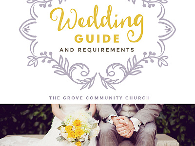 Wedding Guide Cover Design dainty feminine flourish gray lilac pretty script wedding yellow