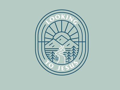 Looking to Jesus - Women's Conference Logo church journey linear monoline mountains path teal