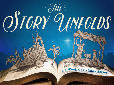 The Story Unfolds - Christmas Graphic blue book christmas nativity open book paper pop up series graphic story